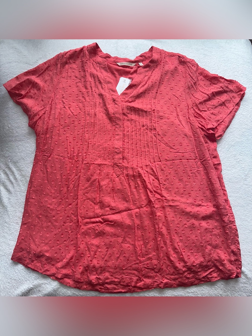 New Womens Soft Surroundings Offshore Top Coral Reef Blouse 1X NWT